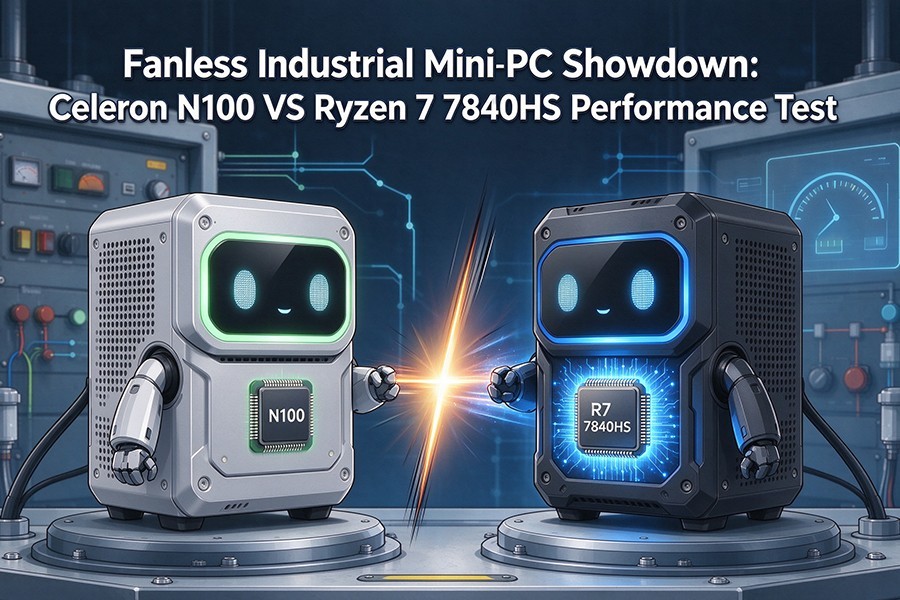 Blog perusahaan terbaru tentang Fanless Industrial Mini PC Showdown: Celeron N100 VS Ryzen 7 7840HS Performance Test