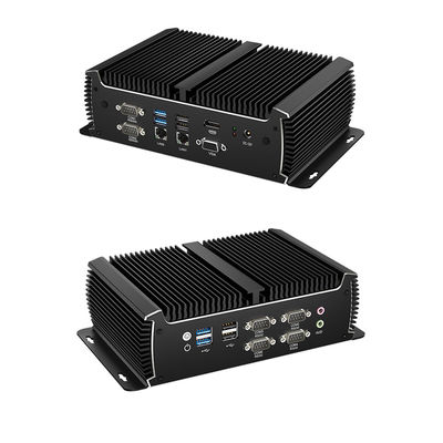 Beli Black Fanless Industrial PC Mini Computer Intel Core Dual LAN Dual Display Asynchronous Output 1135G7U online manufacture