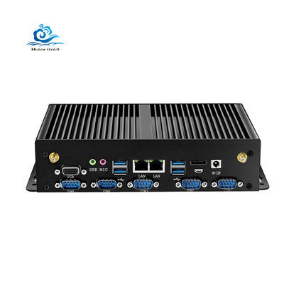 Beli PC Industri HLY J1900 dengan 8 Port USB 3G/4G LTE dan Ukuran Ringkas 235x137x55mm Komputer Tertanam Tanpa Kipas pembuatan online