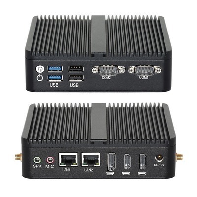 membeli J6412 Prosesor Mini PC tanpa kipas DDR4 Dual LAN Dual COM RS232 Triple Display pembuatan online