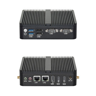 Intel N100 PC Industrial Fanless Dengan Chassis Hitam Port Tampilan Tiga Untuk Industri