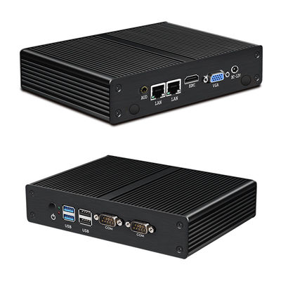 Intel Pentium Celeron Industrial Fanless Mini PC Mendukung ODM OEM kustomisasi