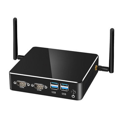 Core i3 8130U PC Industri DDR4 16G Dual Ethernet Fanless Black Mini Komputer