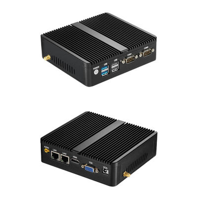 Dual Ethernet Dual COM Industrial PC tanpa kipas Windows 10 Linux Mini Desktop