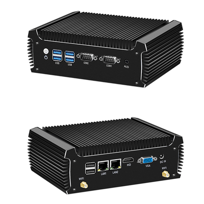 Mini PC Industri Intel Core i3 7100U Tanpa Kipas 16 GB Dengan 2 LAN 2 COM
