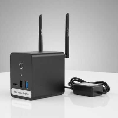 Mini PC 300M Wifi Antena Ganda Dilengkapi Grafis Intel Iris Xe Terintegrasi dan Adaptor 12V 2.4 A untuk Jaringan Nirkabel